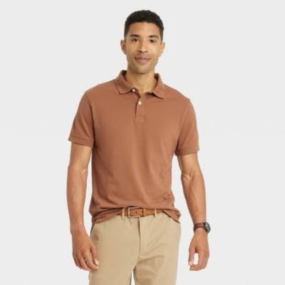 Goodfellow & Co. Men’s Short-Sleeve Polo in Saddle Brown | S